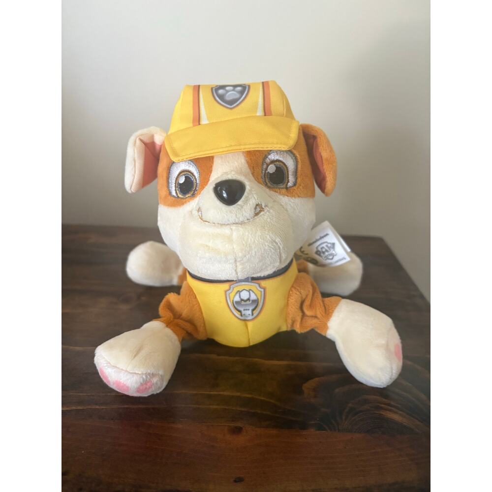 Nickelodeon 8” Paw Patrol RUBBLE Construction BULLDOG Stuffed Animal Plush
